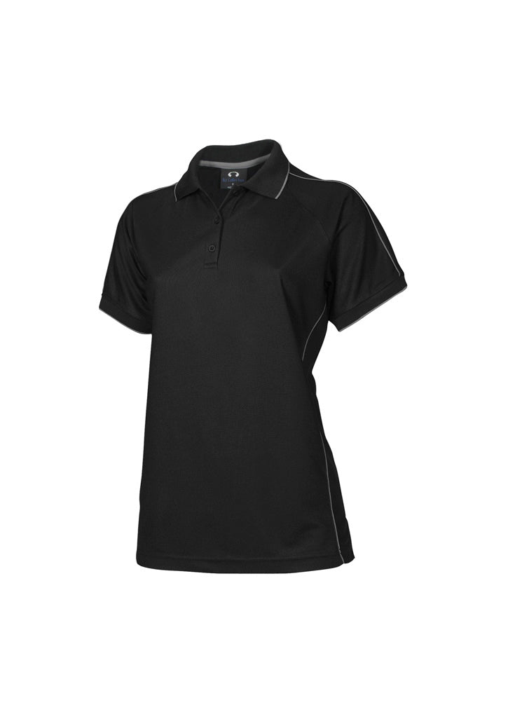 Resort Womens Short Sleeve Polo - Black/Charcoal - Front
