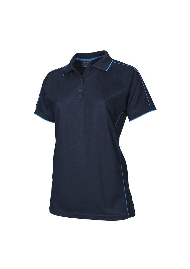 Resort Womens Short Sleeve Polo - Navy/Mid Blue - Front