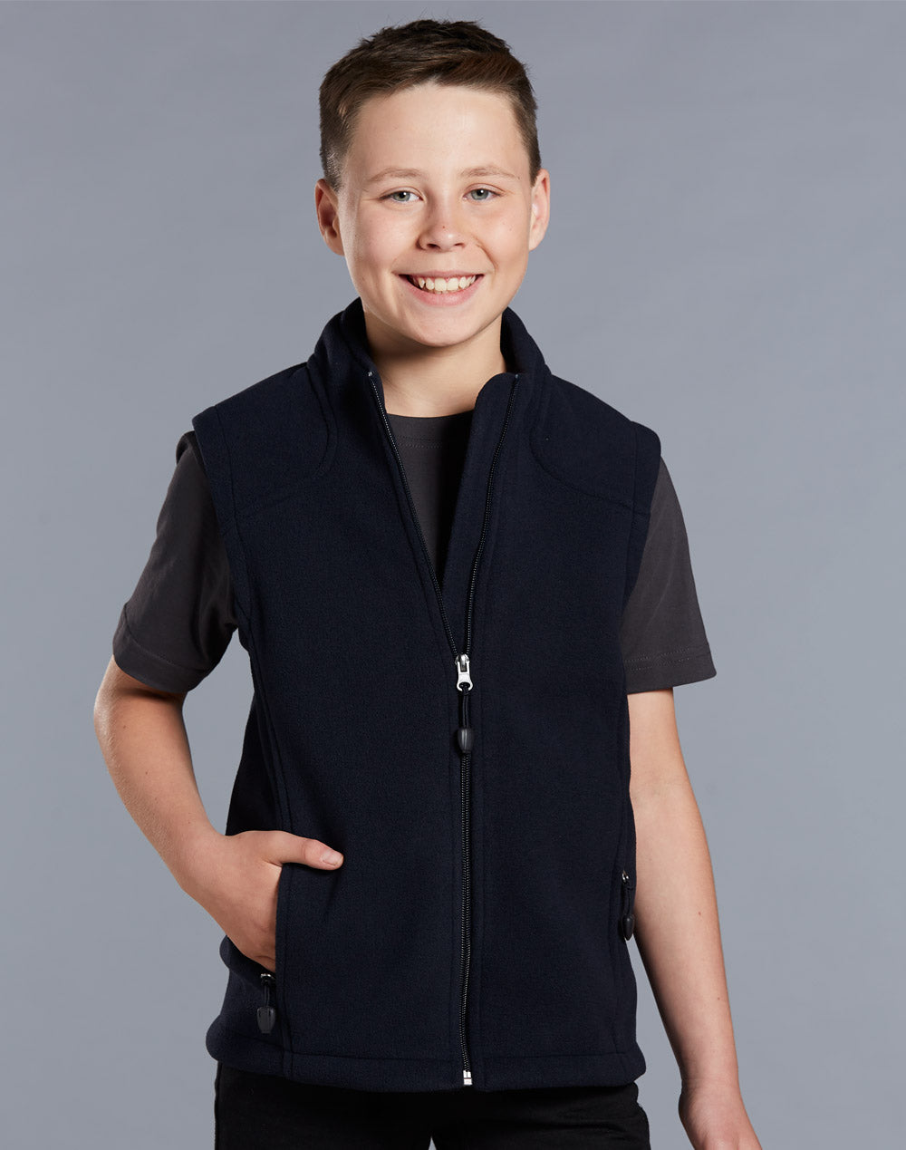 Diamond Fleece Vest Kids - Navy - Model
