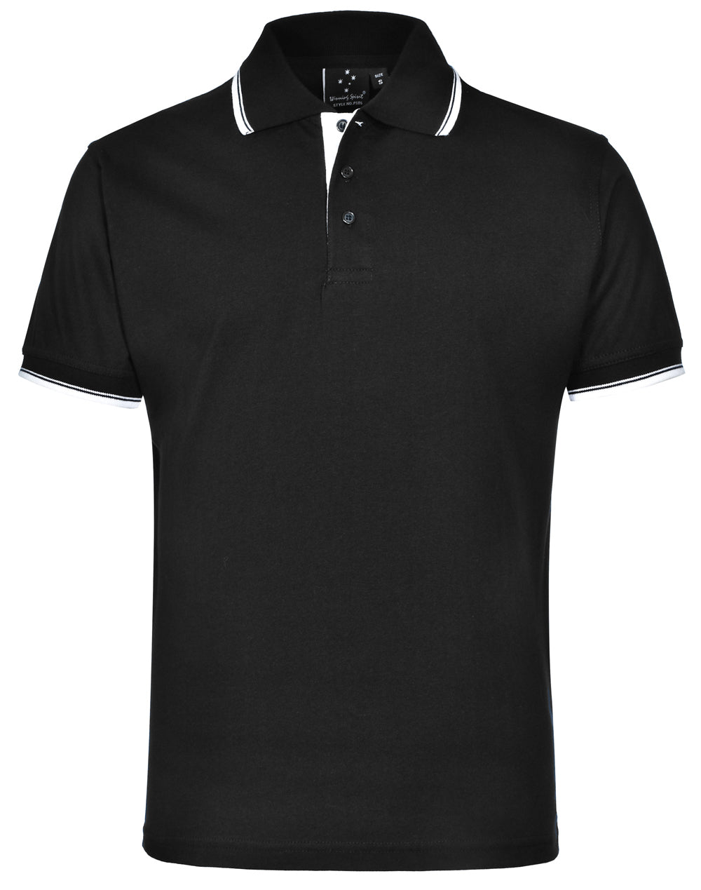 Macquarie Polo Unisex - Black/White - Front