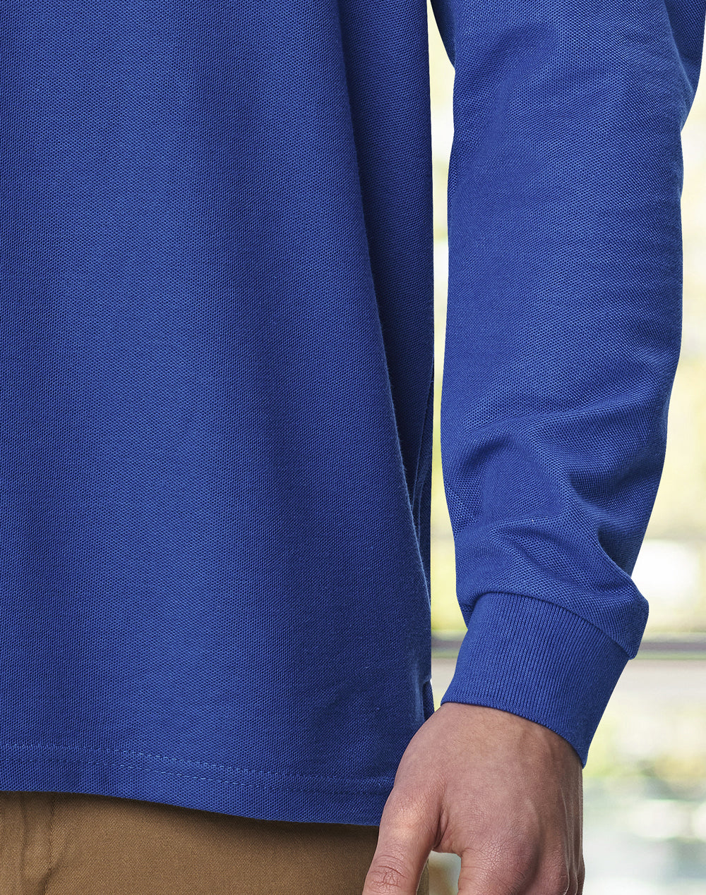 Unisex Traditional Poly/Cotton Pique Long Sleeve Polo - Royal - View