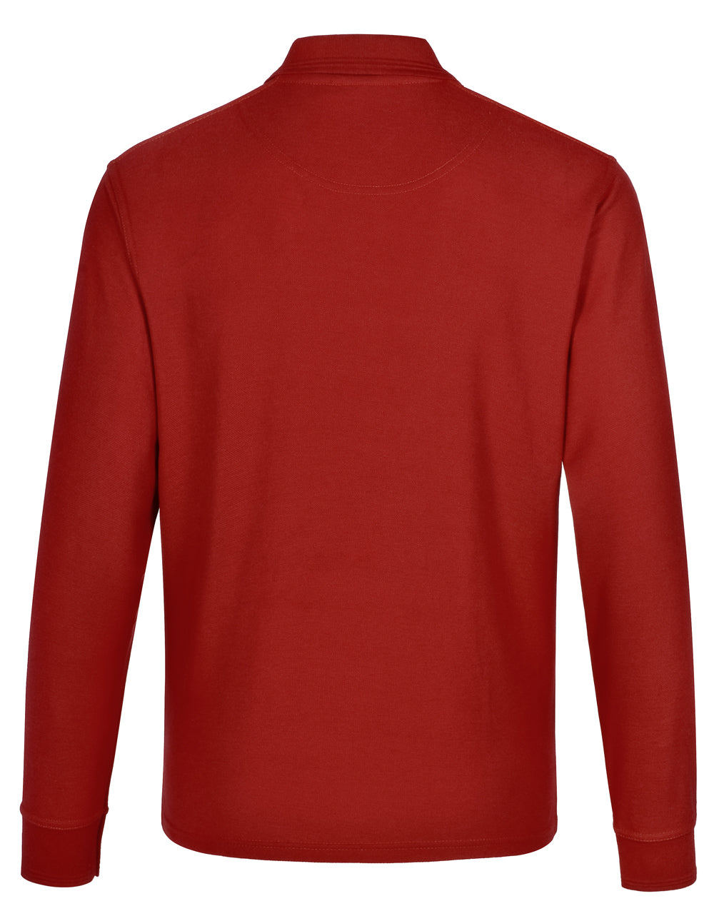 Unisex Traditional Poly/Cotton Pique Long Sleeve Polo - Red - Back