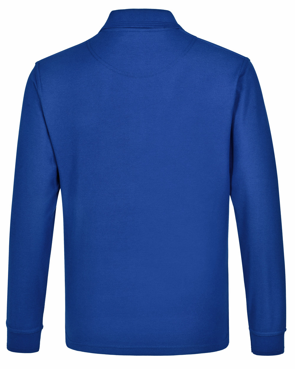 Unisex Traditional Poly/Cotton Pique Long Sleeve Polo - Royal - Back
