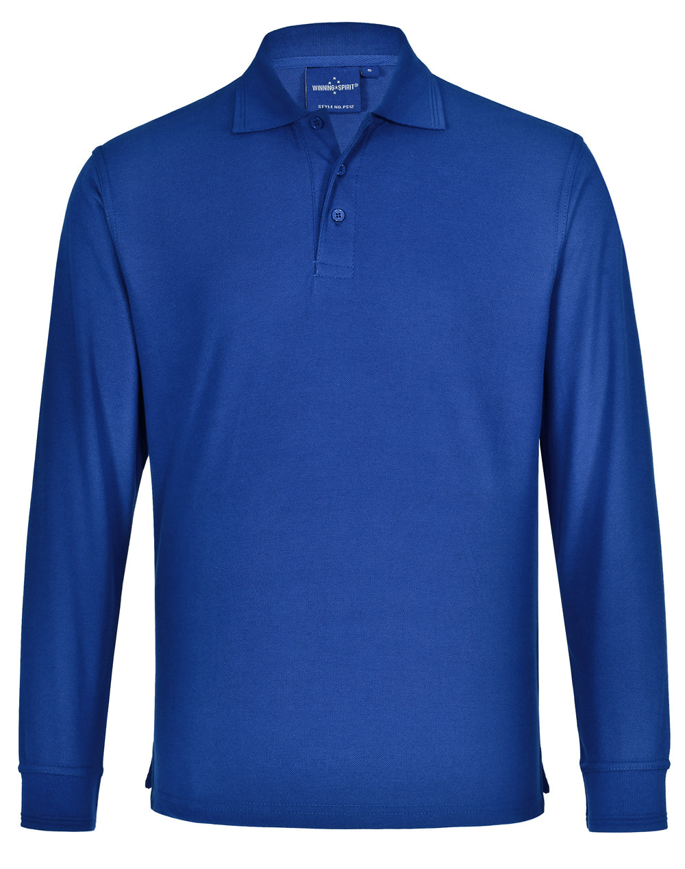 Unisex Traditional Poly/Cotton Pique Long Sleeve Polo - Royal - Front