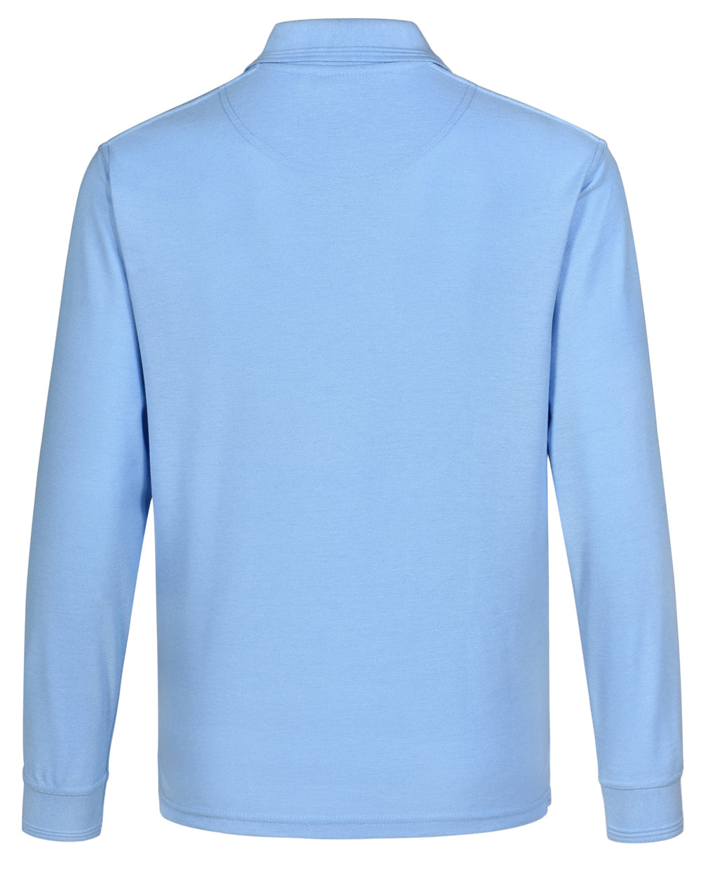 Unisex Traditional Poly/Cotton Pique Long Sleeve Polo - Skyblue - Back