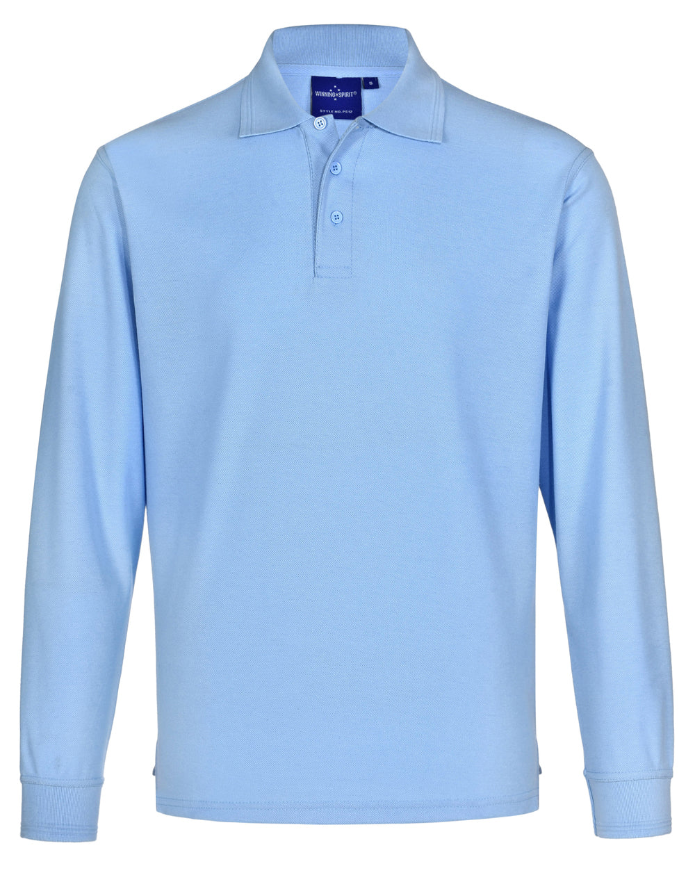 Unisex Traditional Poly/Cotton Pique Long Sleeve Polo - Skyblue - Front