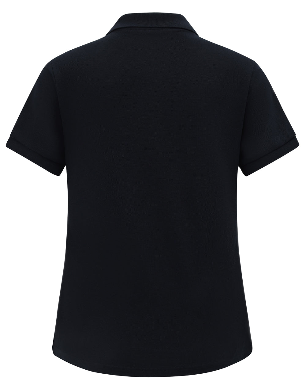 Womens Classic Cotton/Poly Pique Short Sleeve Polo - Black - Back