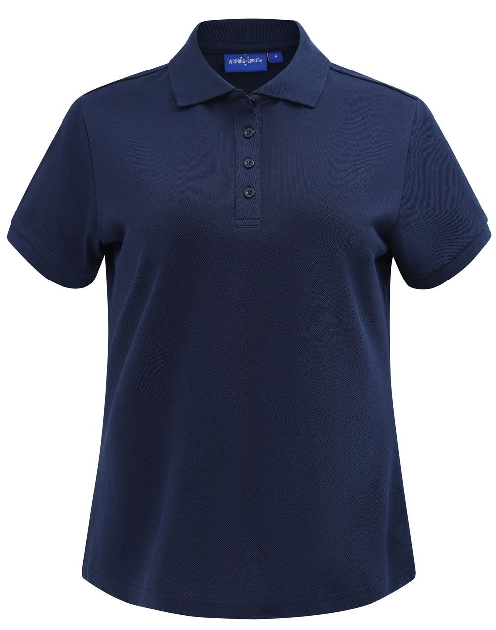 Womens Classic Cotton/Poly Pique Short Sleeve Polo - Navy - Front