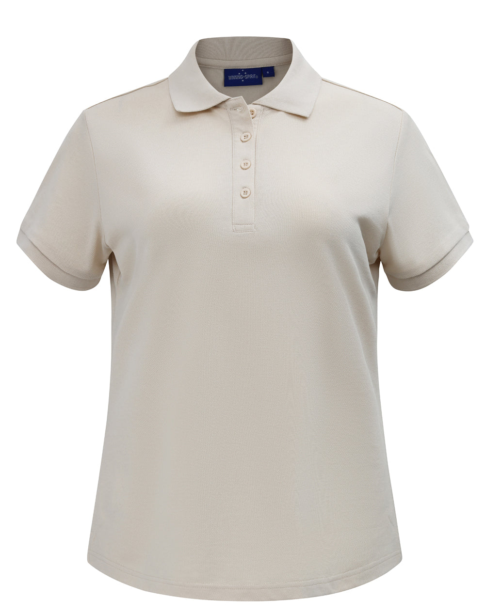 Womens Classic Cotton/Poly Pique Short Sleeve Polo - Oatmeal - Front