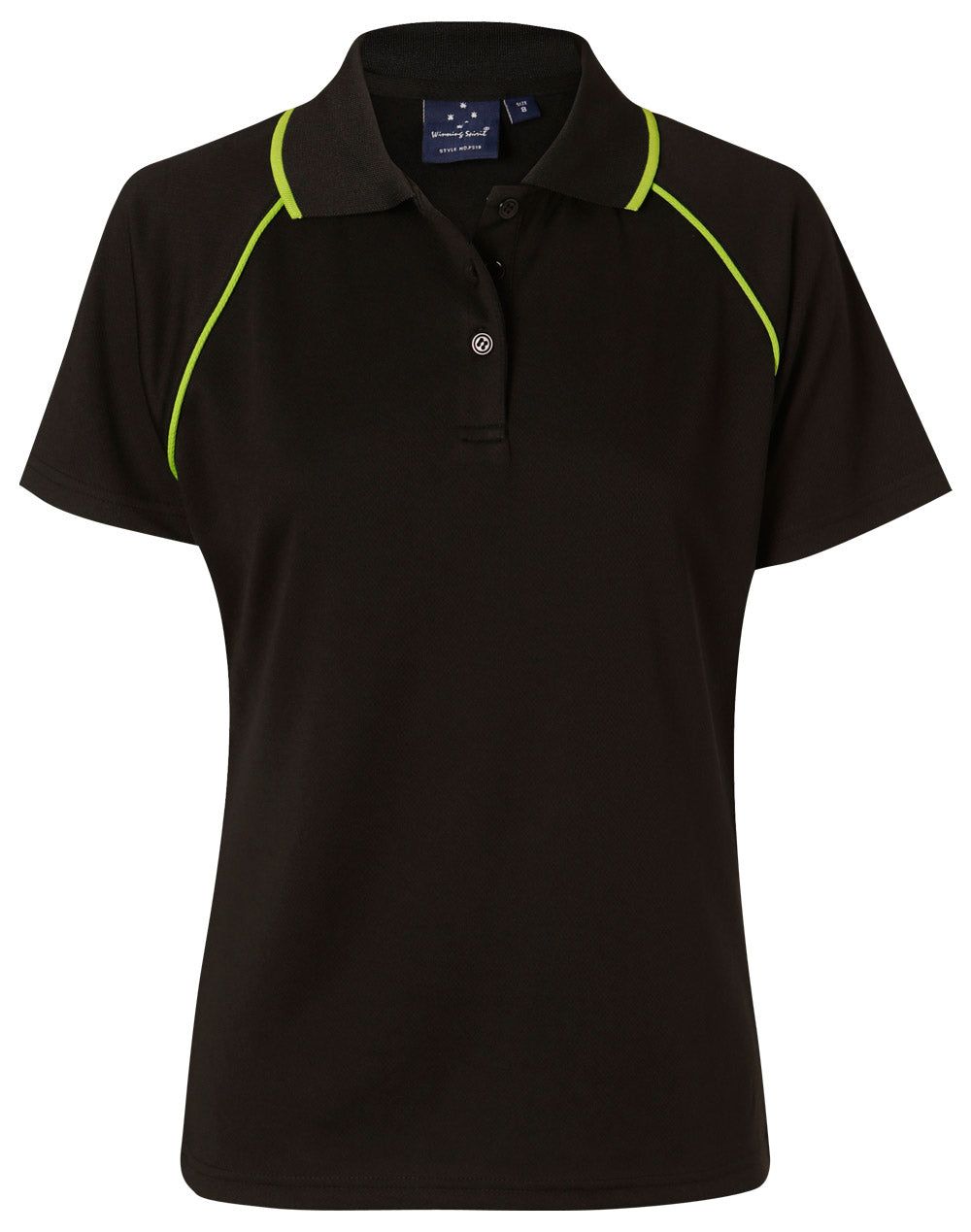Champion Polo Ladies' - Black/Lime - Front