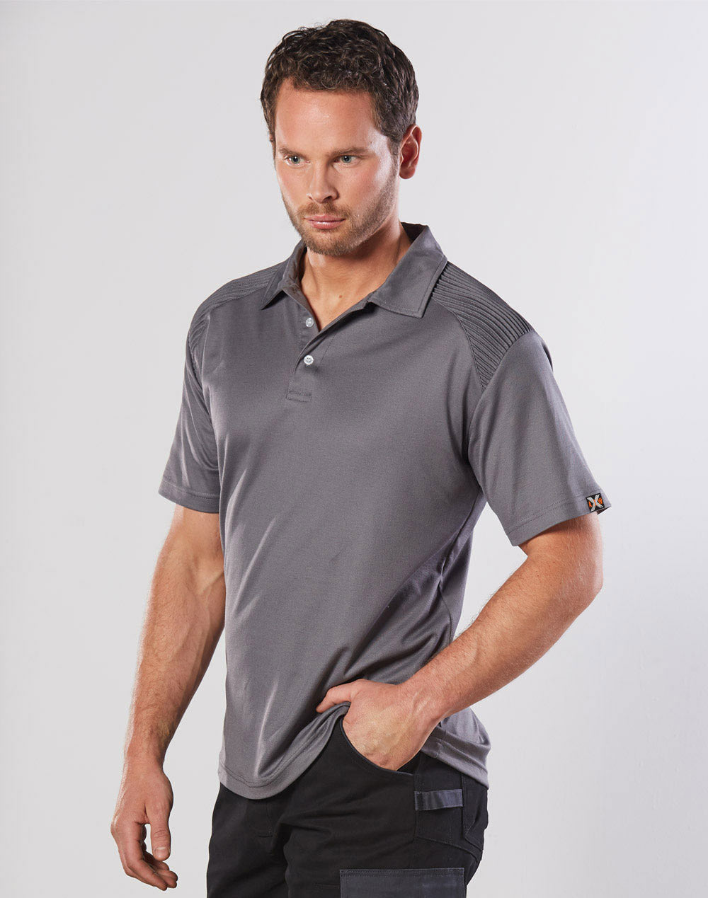 Unisex Short Sleeve TrueDry® Polo - Steel Grey - Model