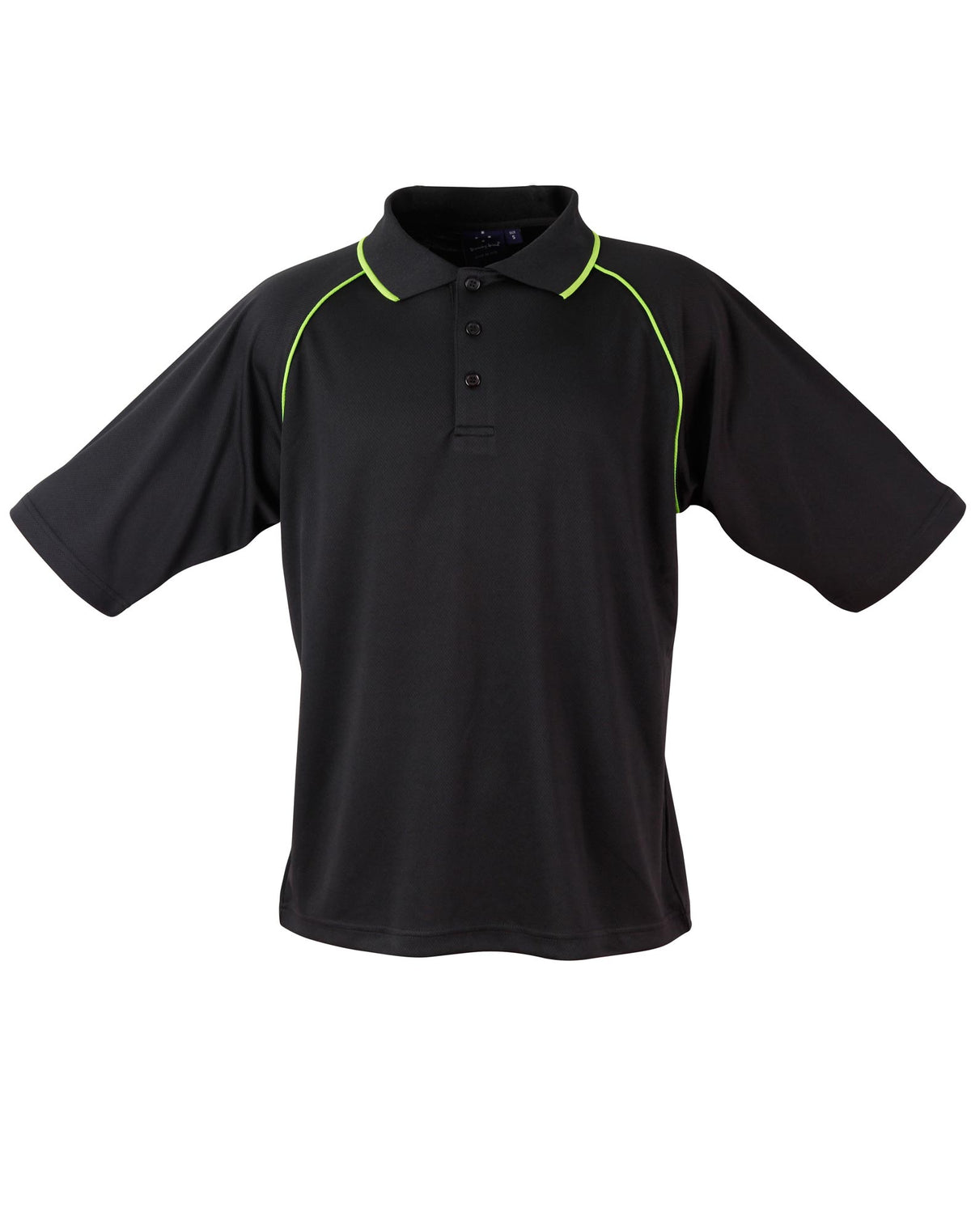 Champion Polo Men's - Black/Lime - Front