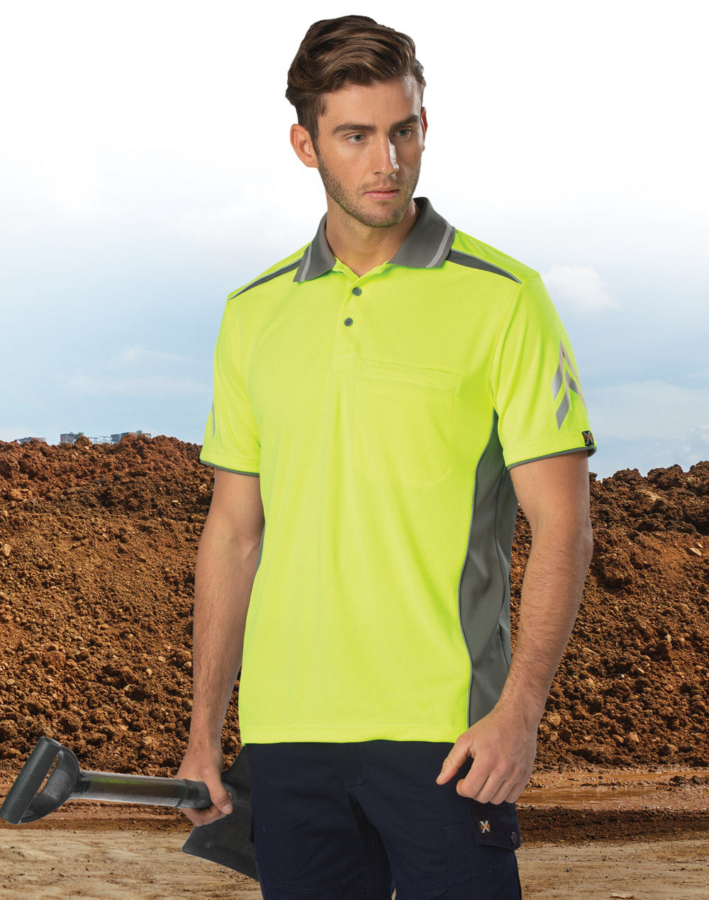 Unisex Cooldry® Vented Polo - Yellow/Ash - Model