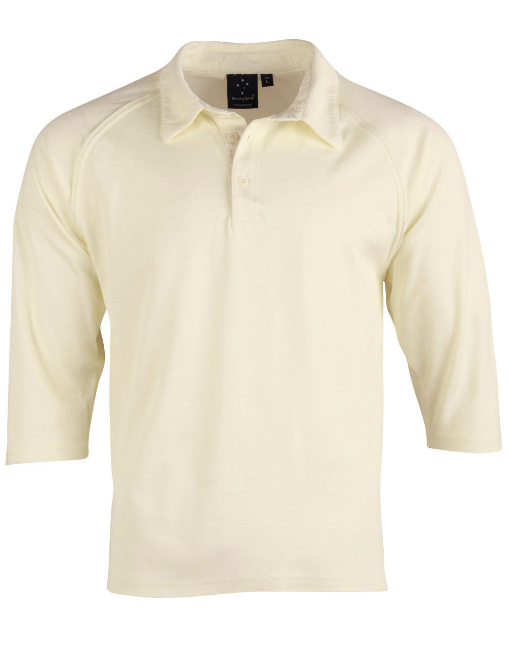Cricket Polo 3/4 Sleeve Men's - Cream - Front