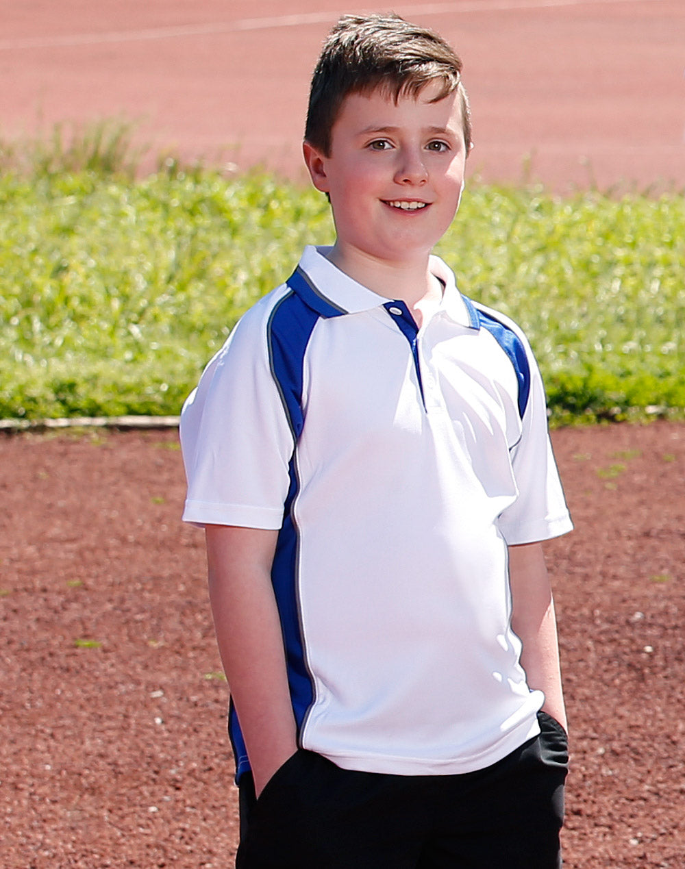 Mascot Polo Kids - White/Royal - Model