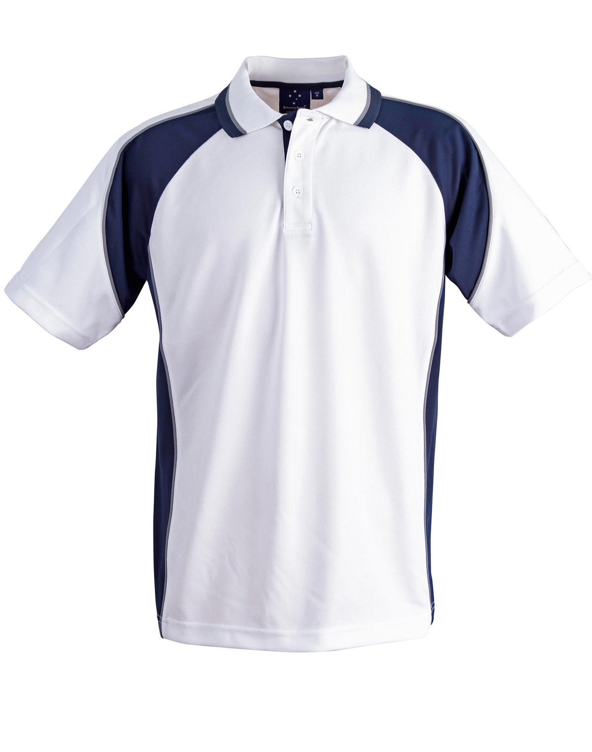 Mascot Polo Men's - White/Navy - Front