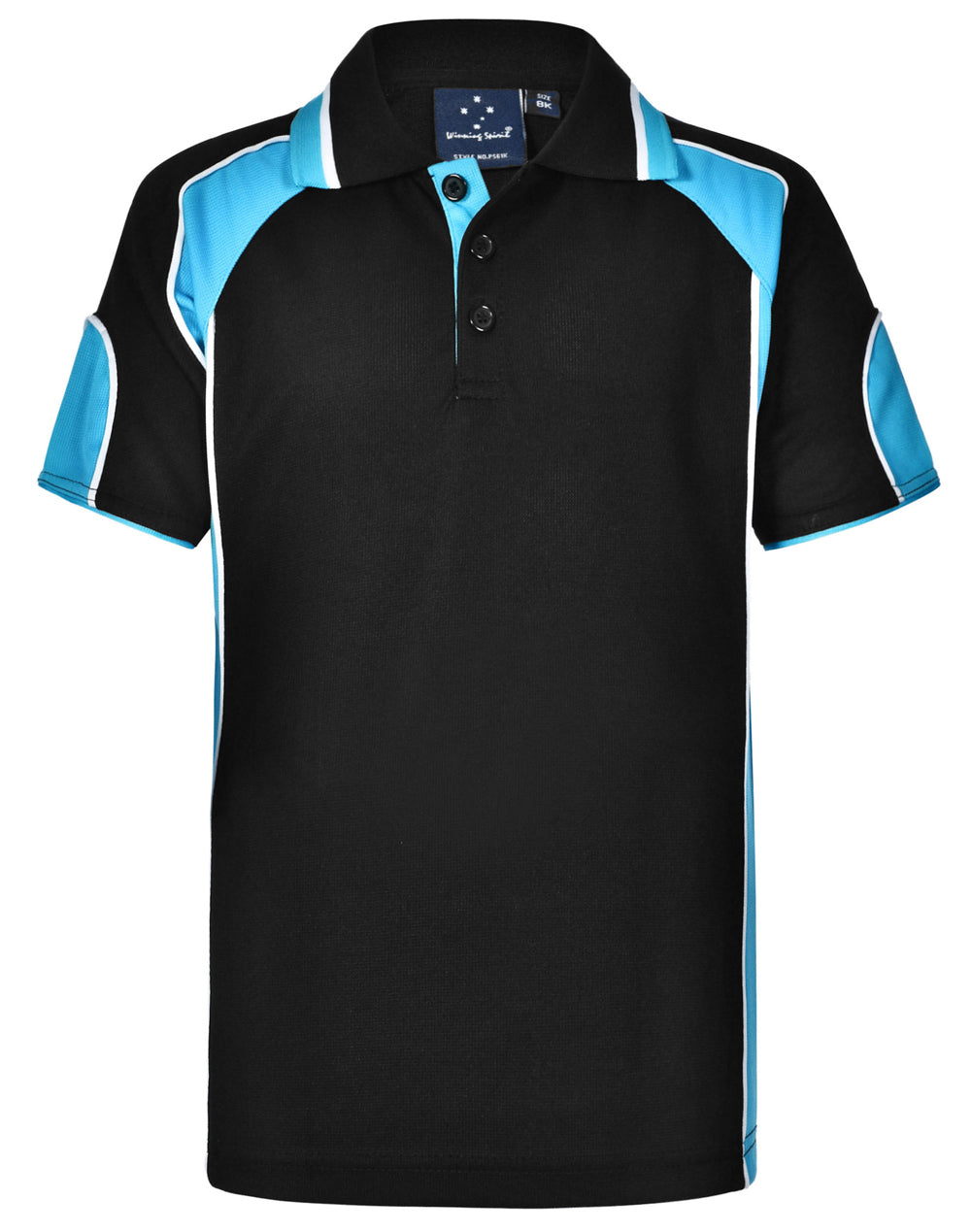 Alliance Polo Kids - Black/Aqua Blue - Front