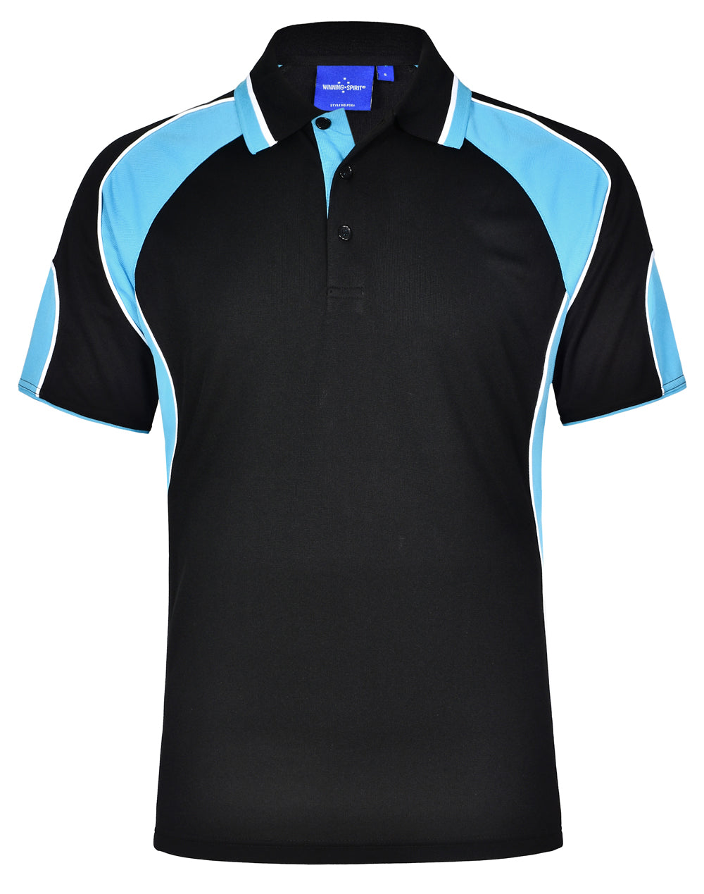Alliance Polo Men's - Black/Aqua Blue - Front