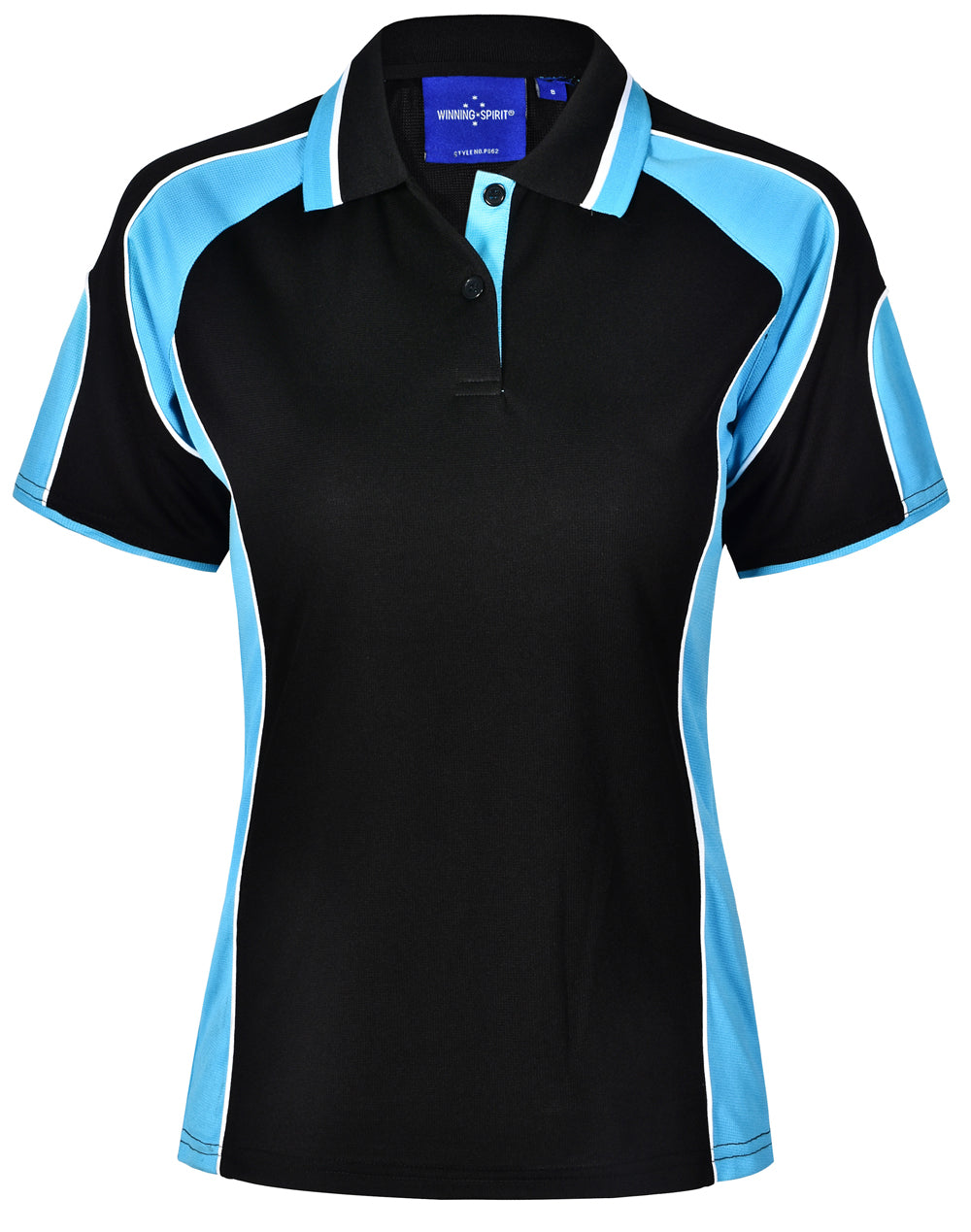 Alliance Polo Ladies - Black/Aqua Blue - Front