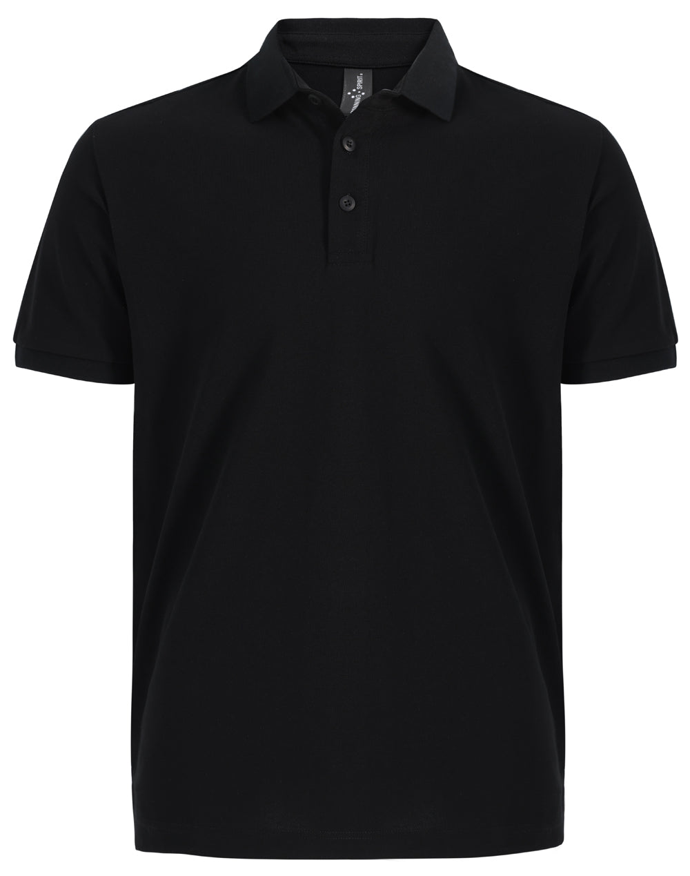 Mens Ultrafine Cotton Pique Short Sleeve Polo - Black - Front
