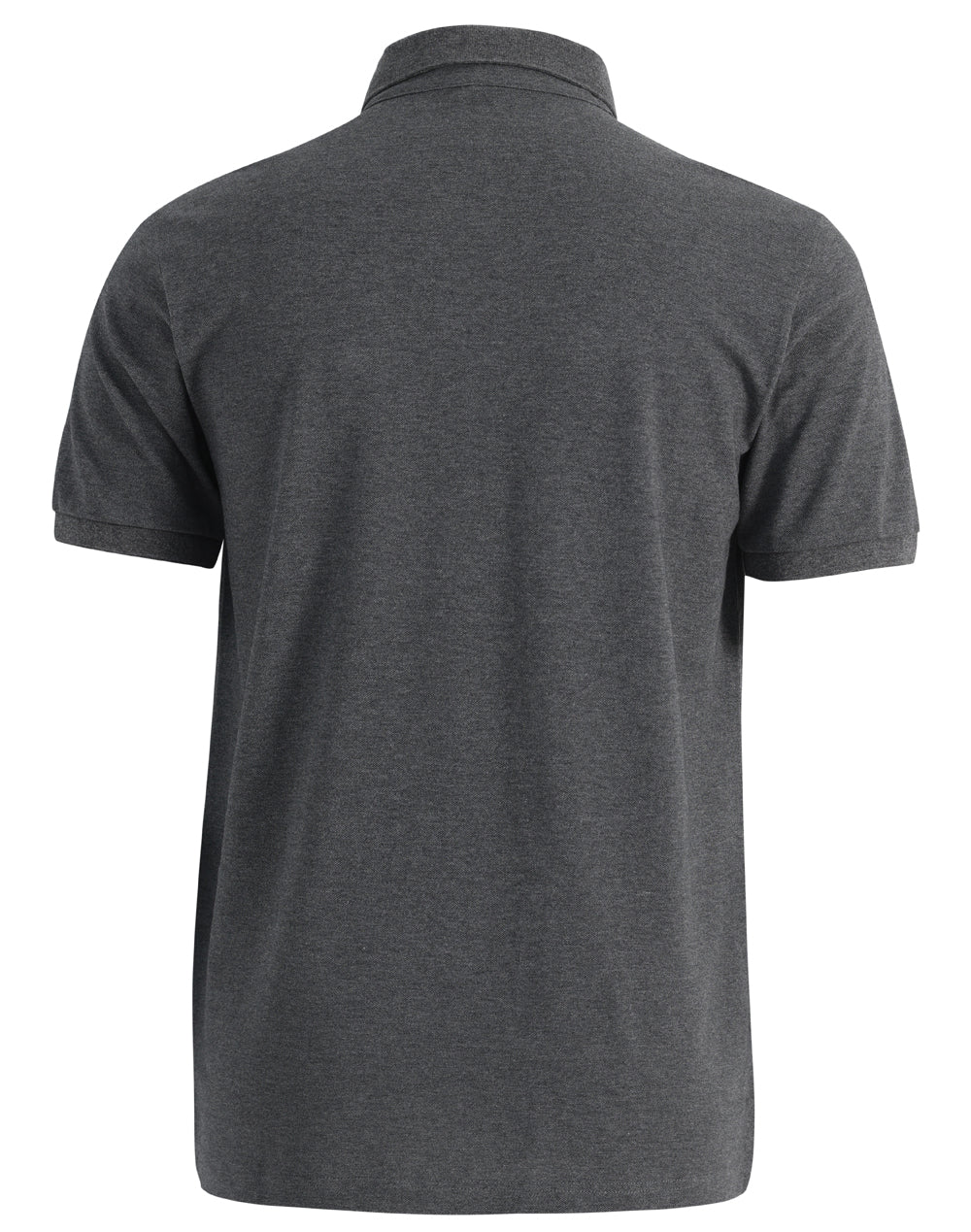 Mens Ultrafine Cotton Pique Short Sleeve Polo - Marl Charcoal - Back