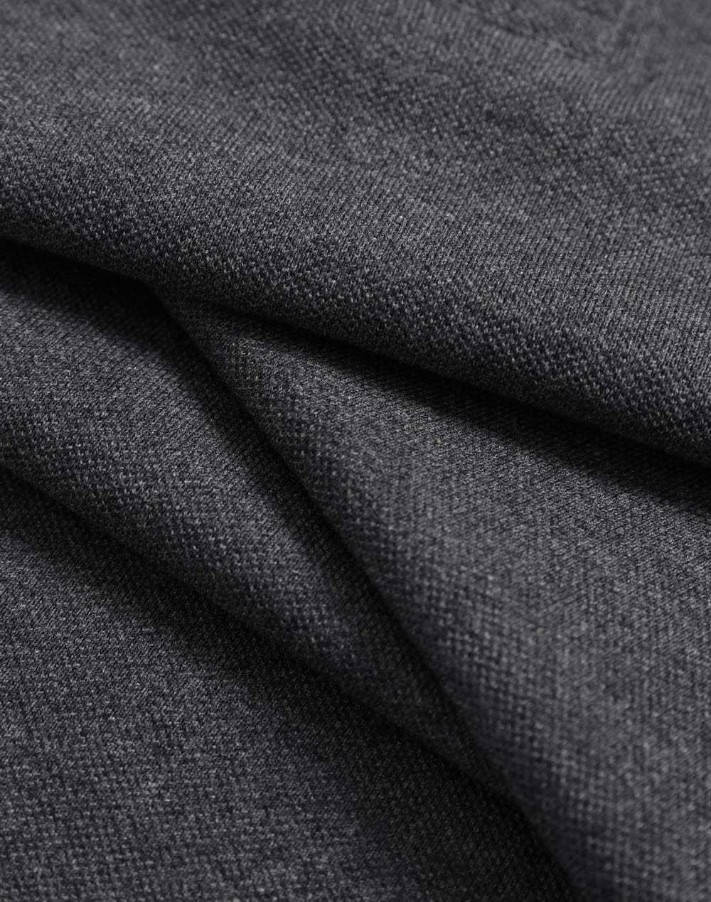 Mens Ultrafine Cotton Pique Short Sleeve Polo - Marl Charcoal - Fabric