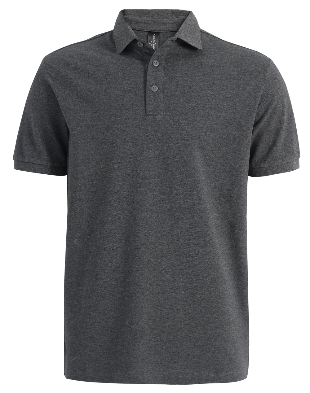 Mens Ultrafine Cotton Pique Short Sleeve Polo - Marl Charcoal - Front