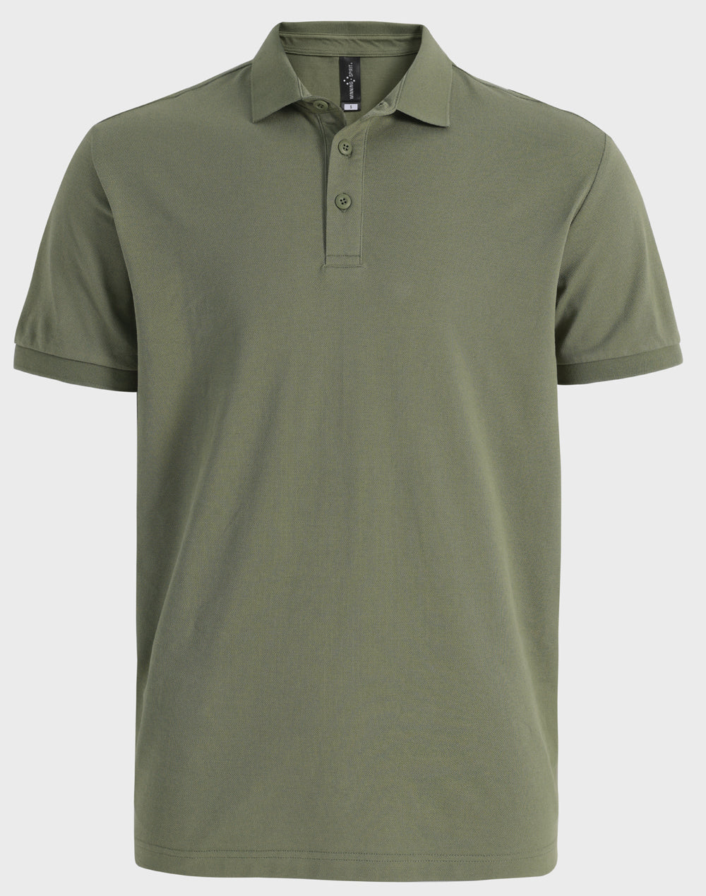 Mens Ultrafine Cotton Pique Short Sleeve Polo - Olive Green - Front