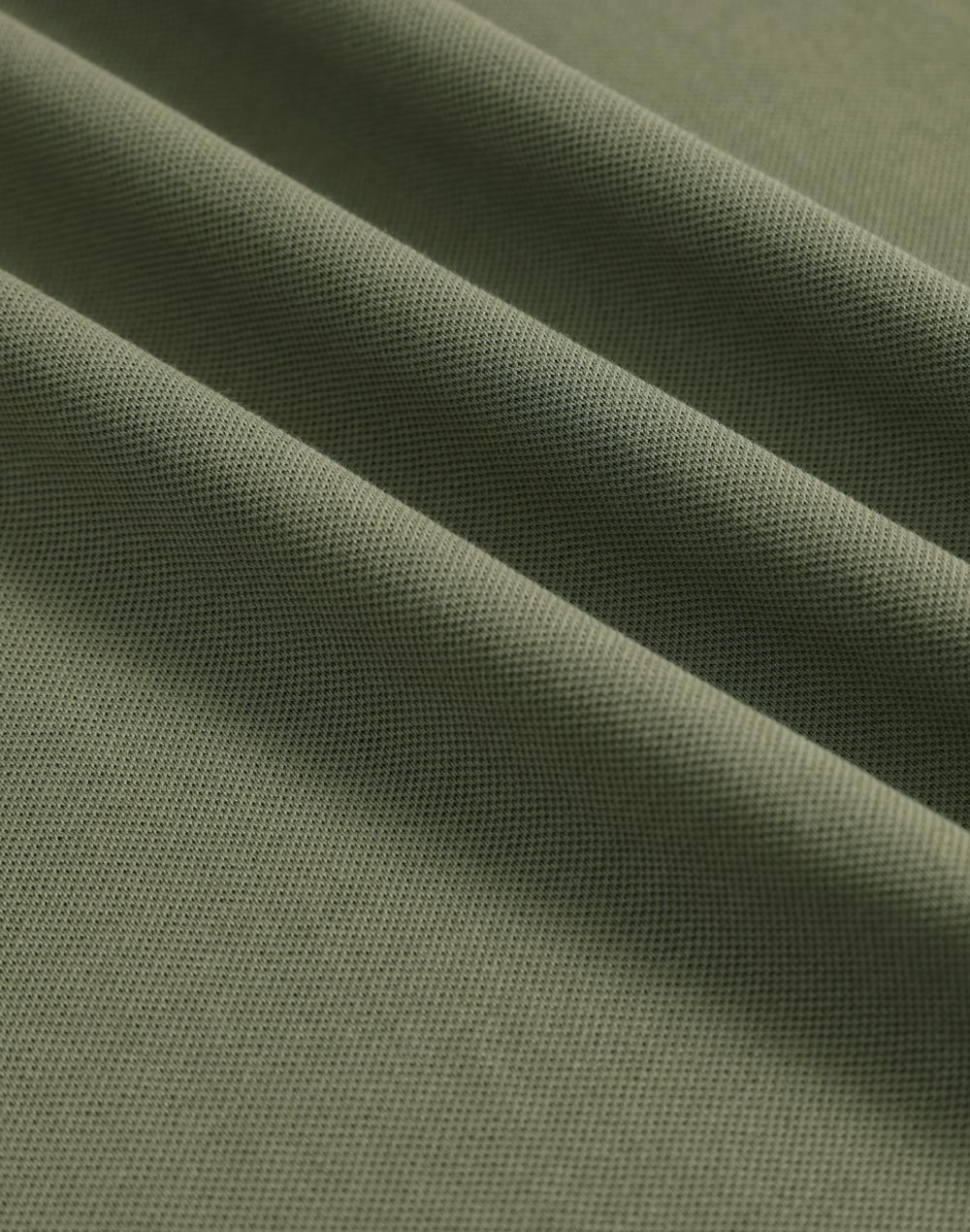 Mens Ultrafine Cotton Pique Short Sleeve Polo - Olive Green - Fabric