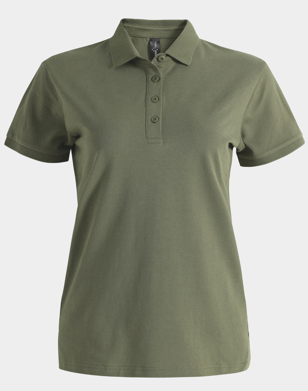 Ladies Ultrafine Cotton Pique Short Sleeve Polo - Olive Green - Front