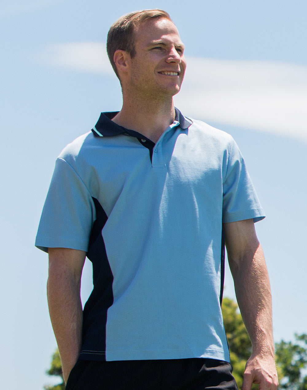 Teammate Polo Men's - Skyblue/Navy - Model
