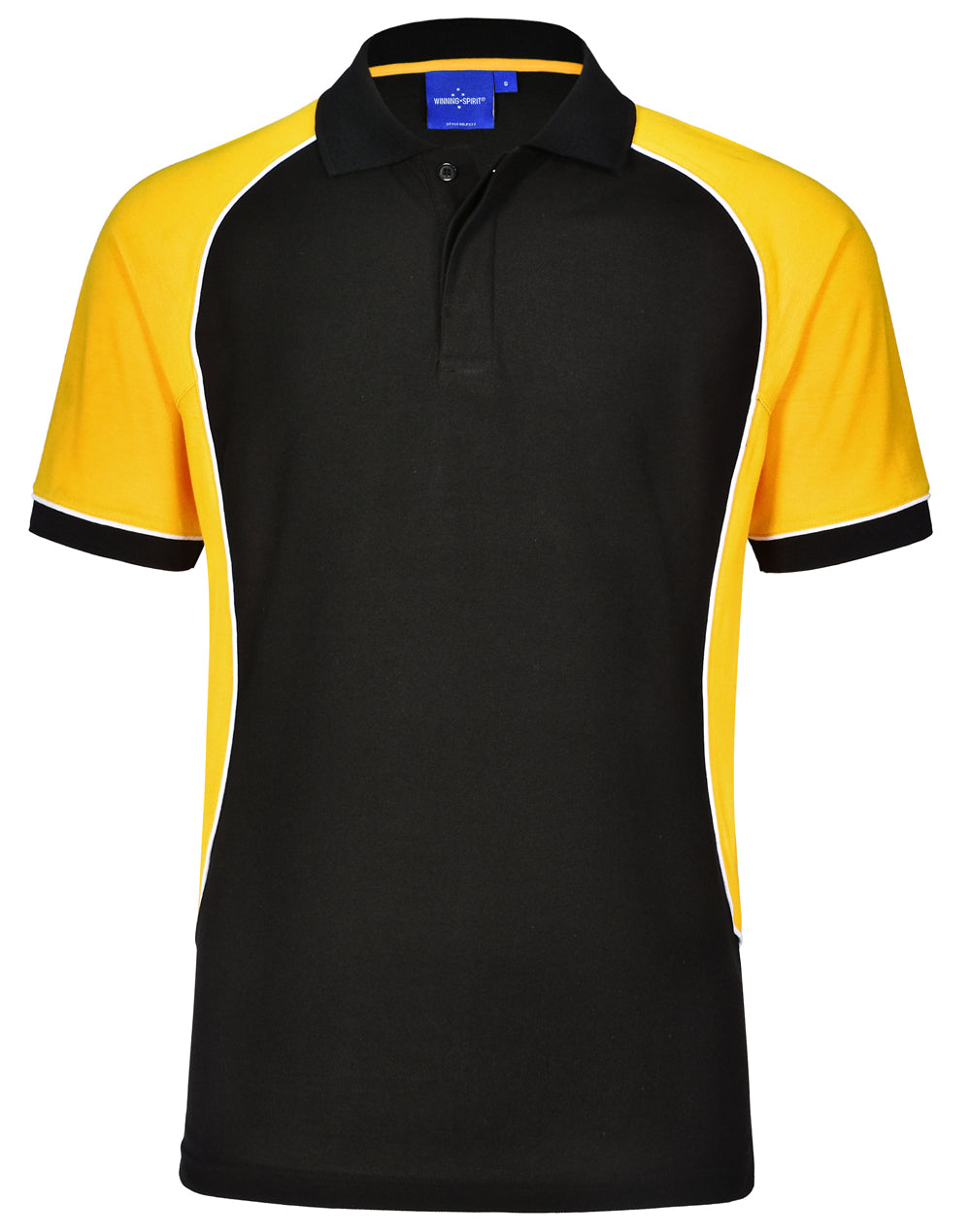 Arena Polo Kids - Black/White/Gold - Front
