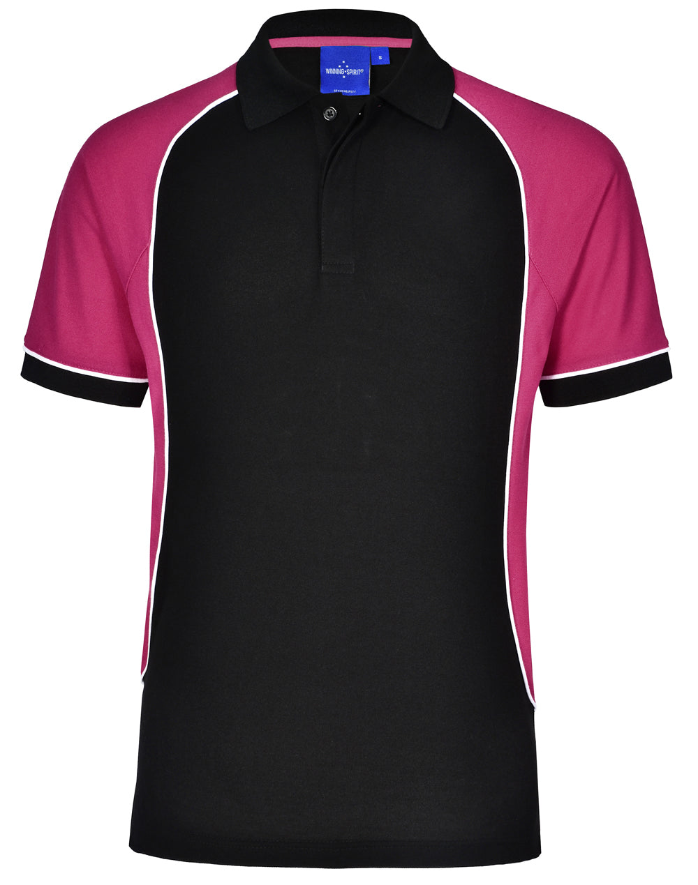 Arena Polo Men's - Black/White/Magenta - Front