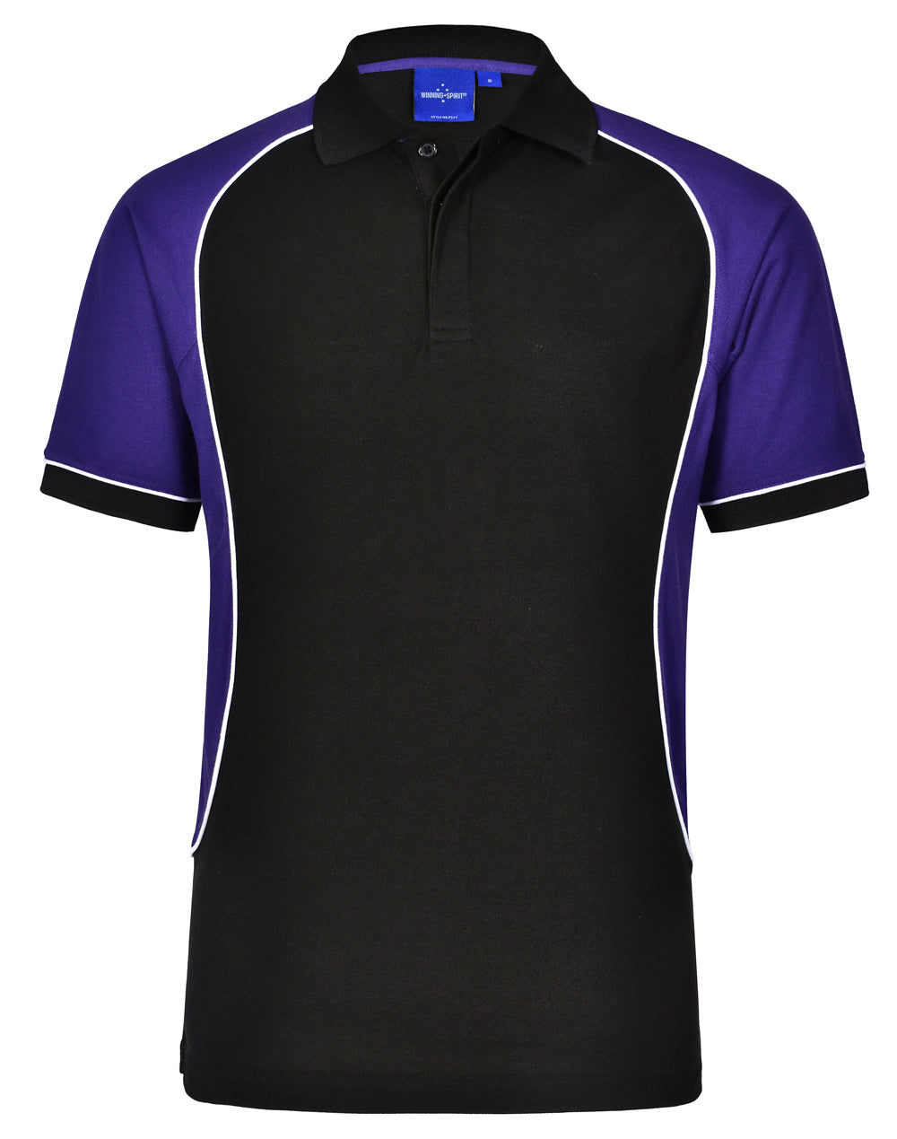 Arena Polo Kids - Black/White/Purple - Front