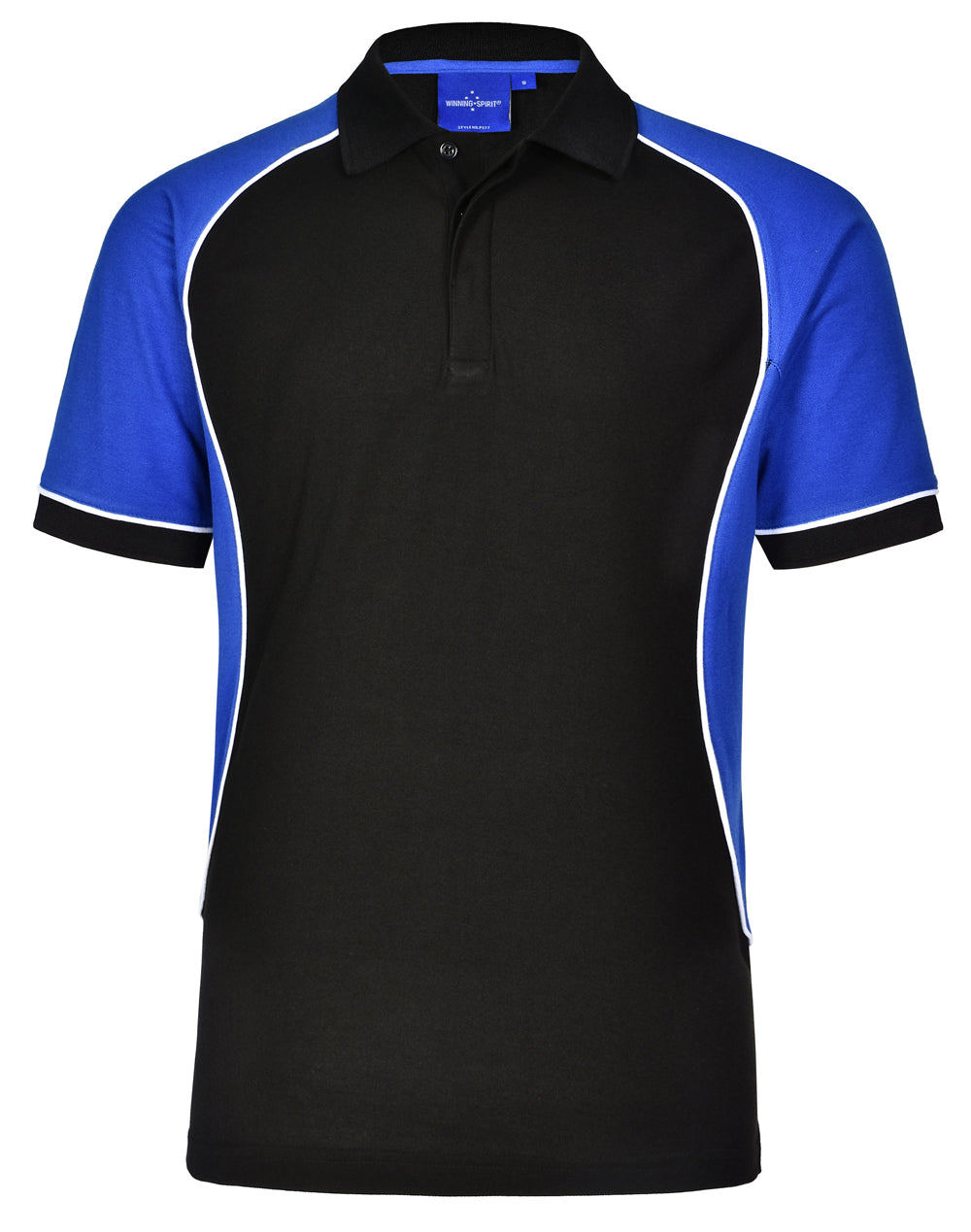 Arena Polo Kids - Black/White/Royal - Front