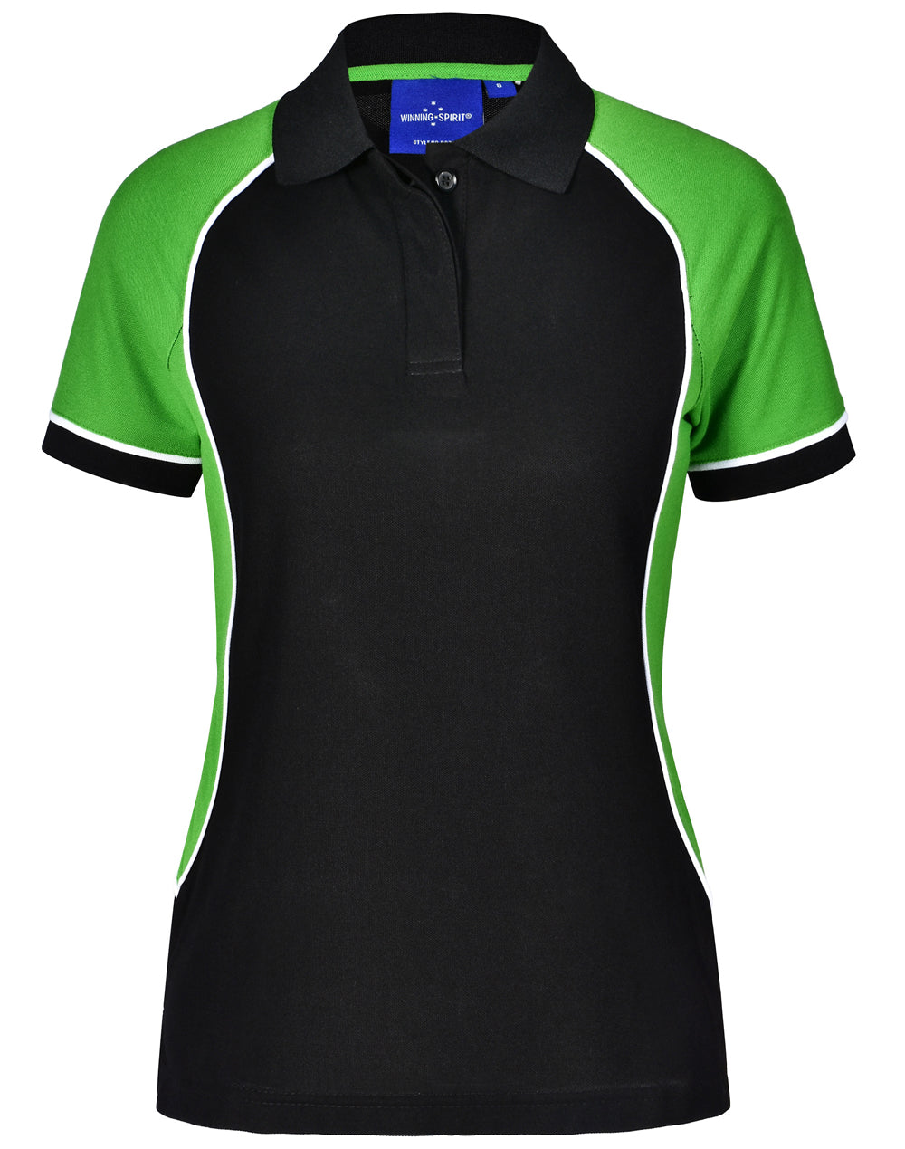 Arena Polo Women - Black/White/Green - Front