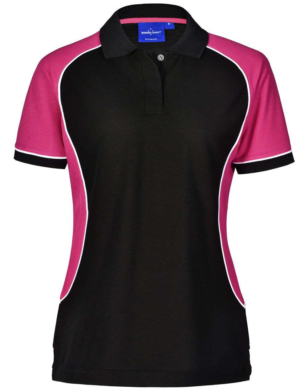 Arena Polo Women - Black/White/Magenta - Front