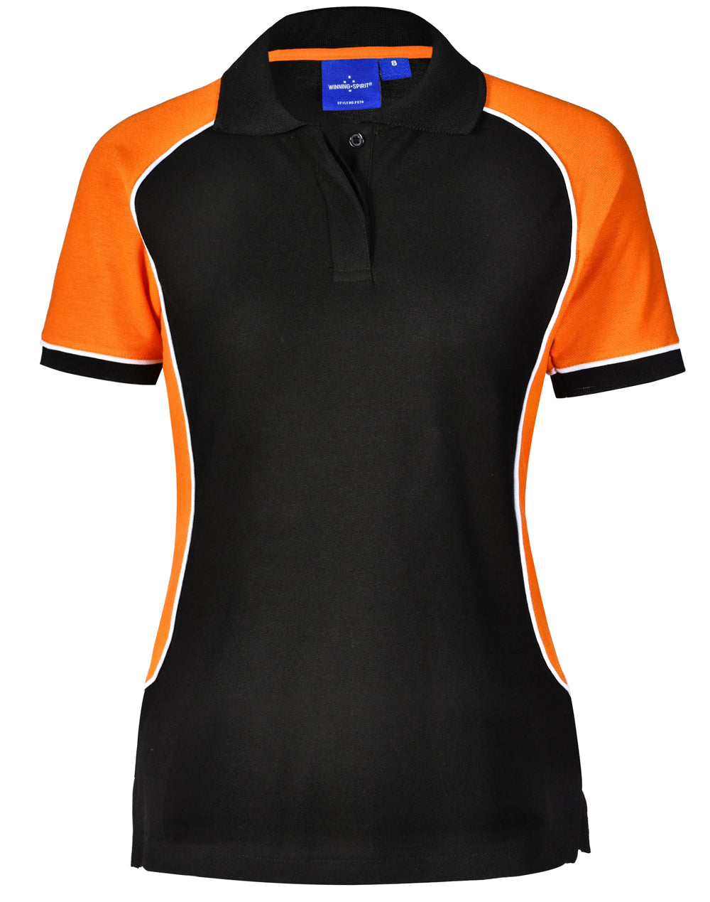 Arena Polo Women - Black/White/Orange - Front