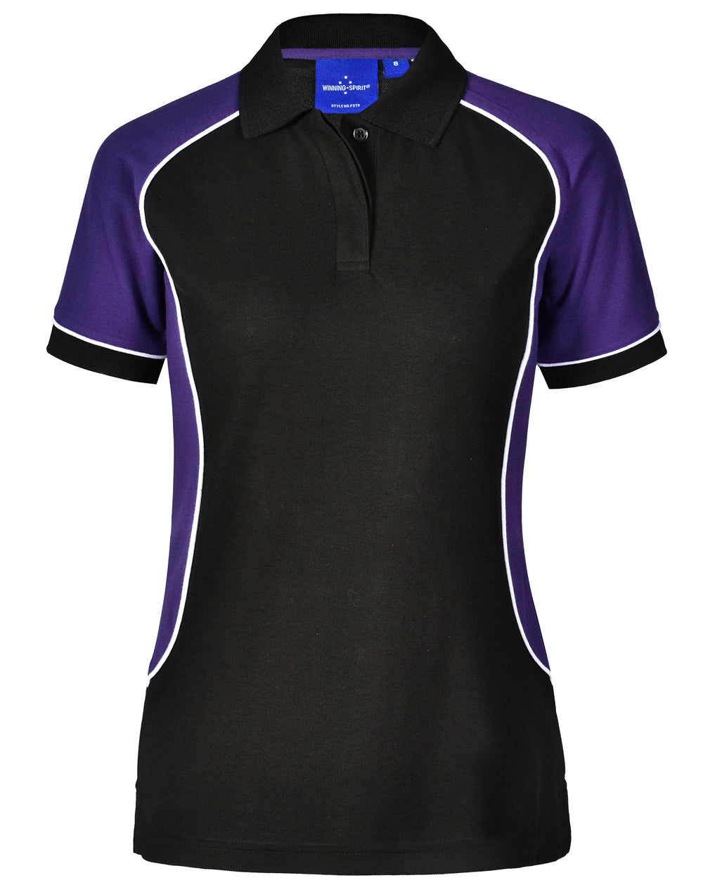 Arena Polo Women - Black/White/Purple - Front