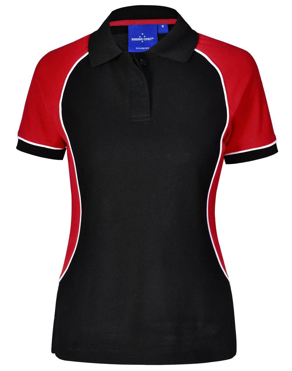 Arena Polo Women - Black/White/Red - Front