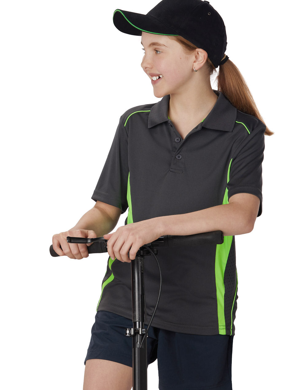Pursuit Polo Kids - Charcoal/Lime - View