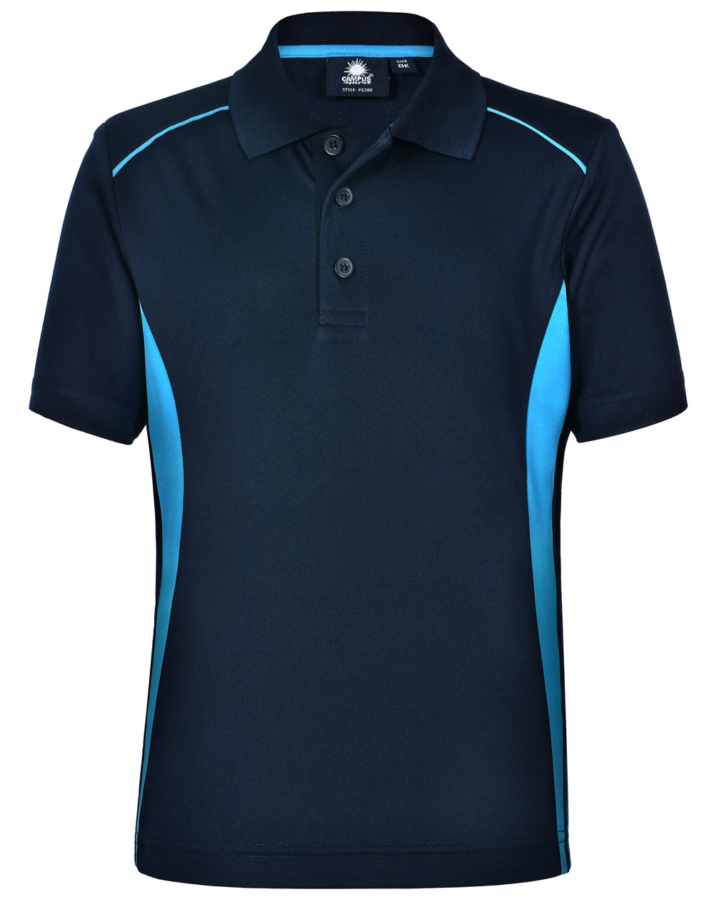Pursuit Polo Kids - Navy/Aqua Blue - Front