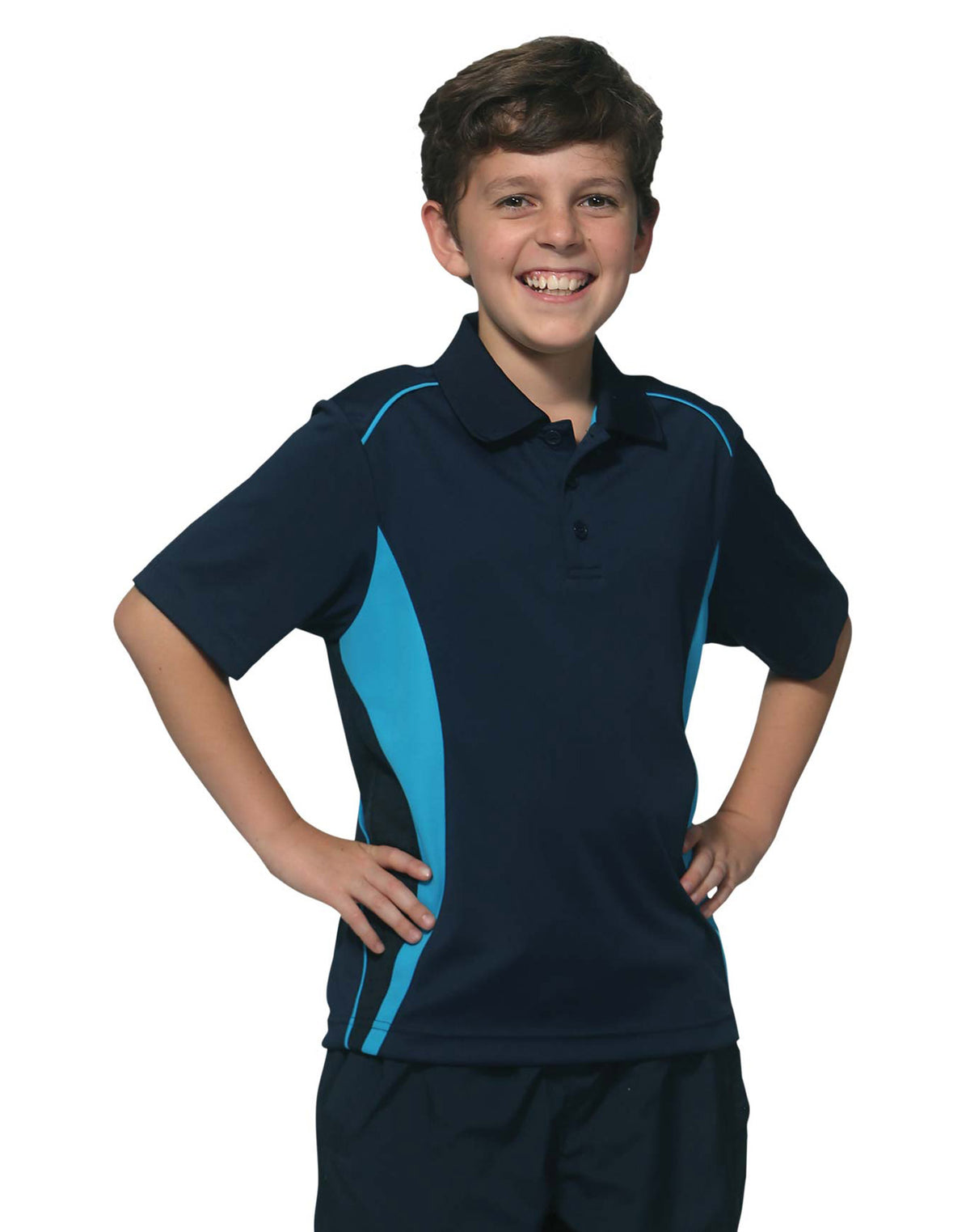 Pursuit Polo Kids - Navy/Aqua Blue - View