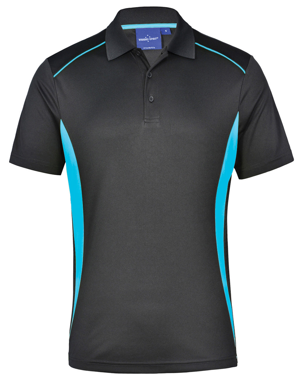 Pursuit Polo Men's - Charcoal/Aqua Blue - Front