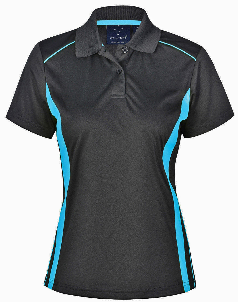 Pursuit Polo Ladies' - Charcoal/Aqua Blue - Front