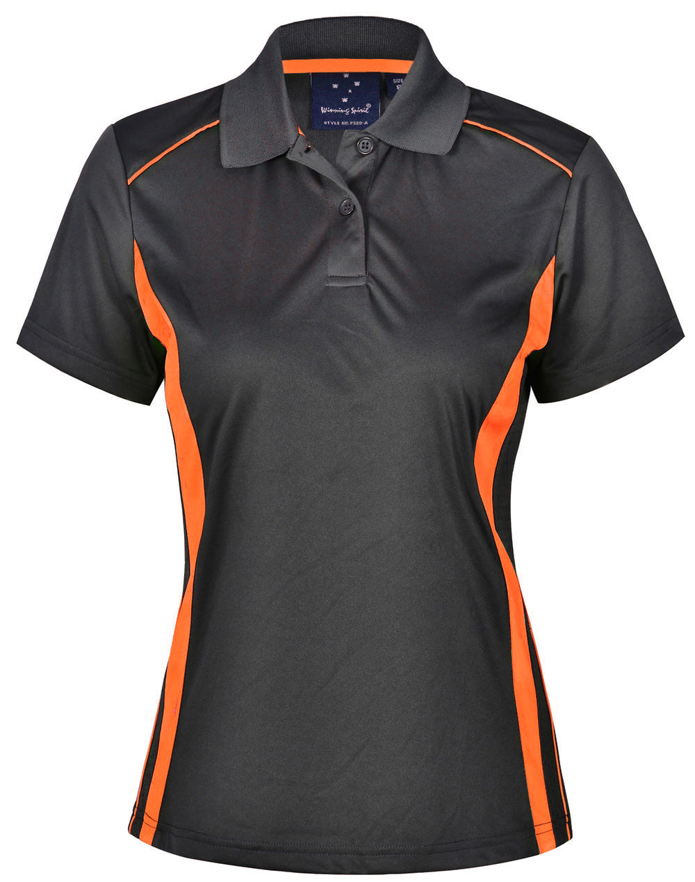 Pursuit Polo Ladies' - Charcoal/Fluoro Orange - Front