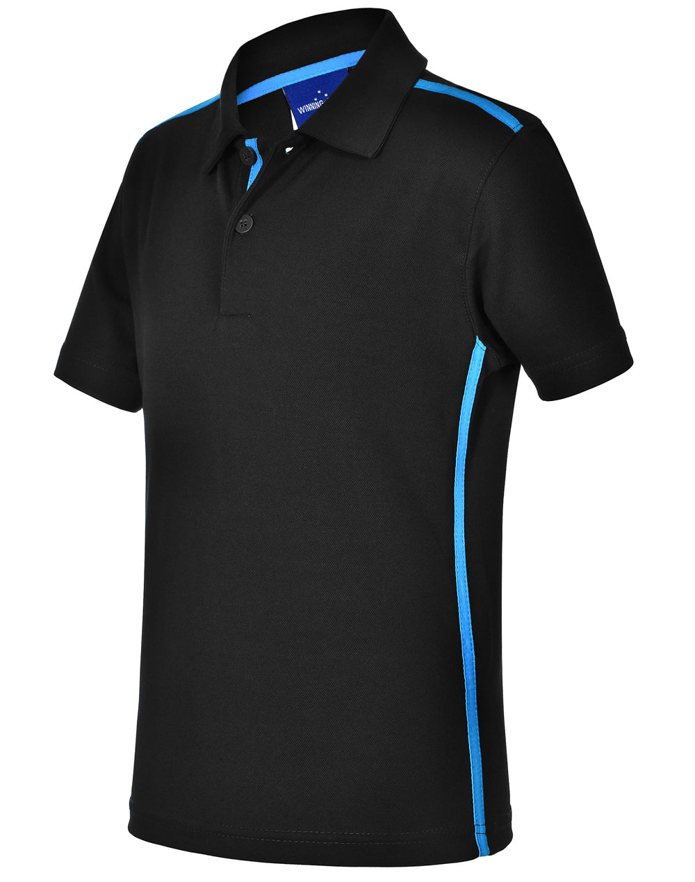 Staten Polo Shirt Kid's - Black/Cyan - View