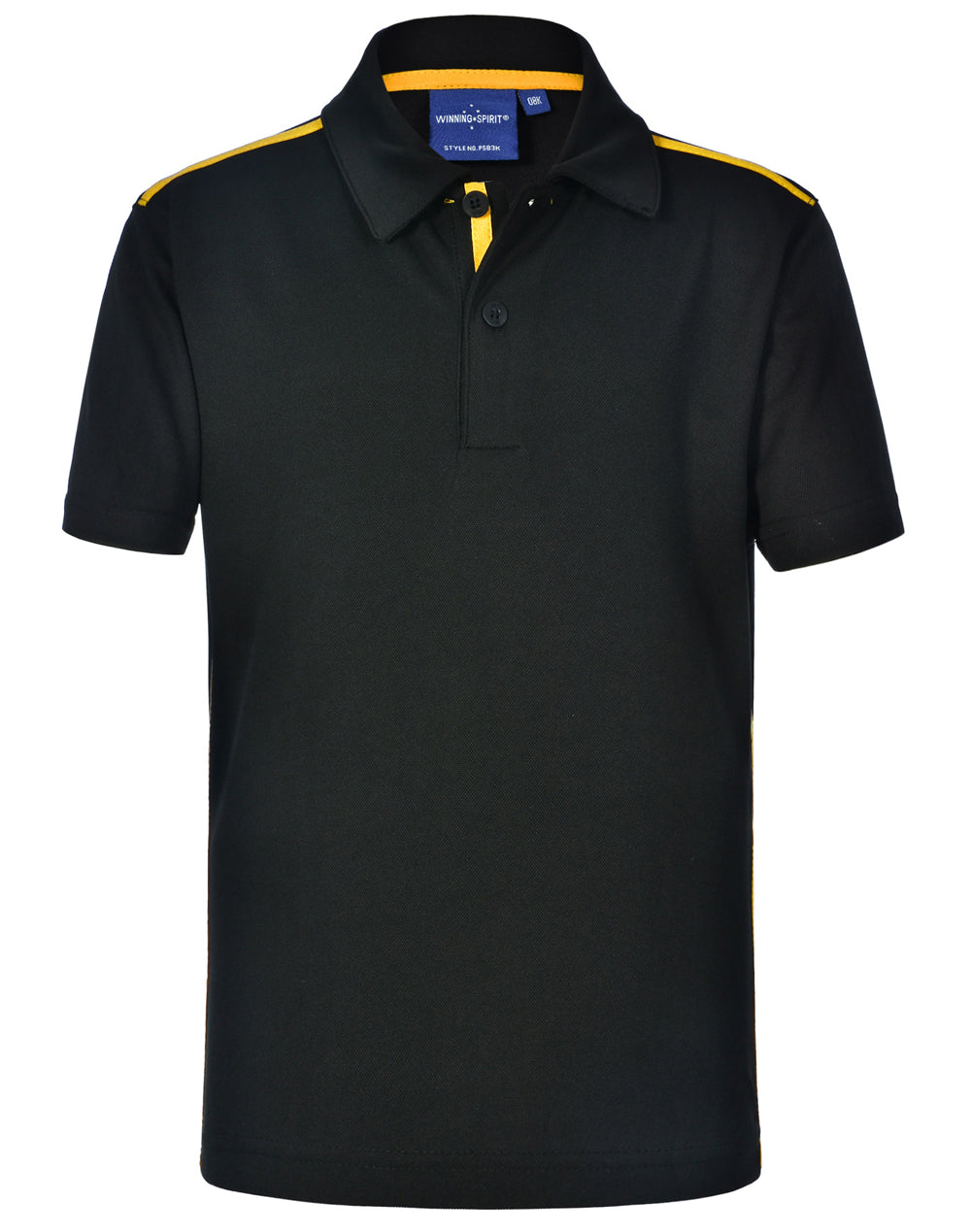 Staten Polo Shirt Kid's - Black/Gold - Front
