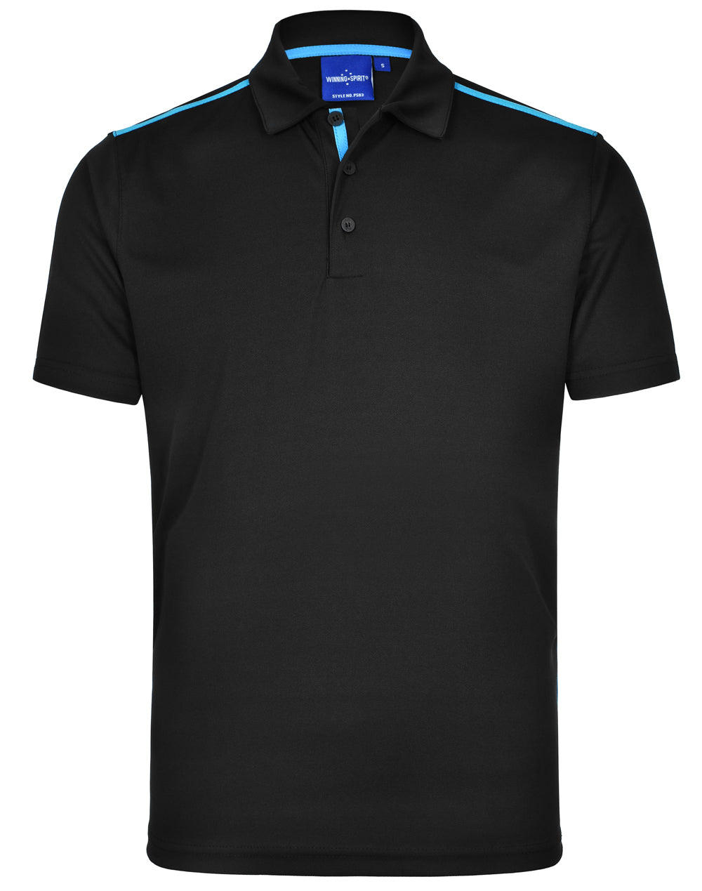 Staten Polo Shirt Men's - Black/Cyan - Front