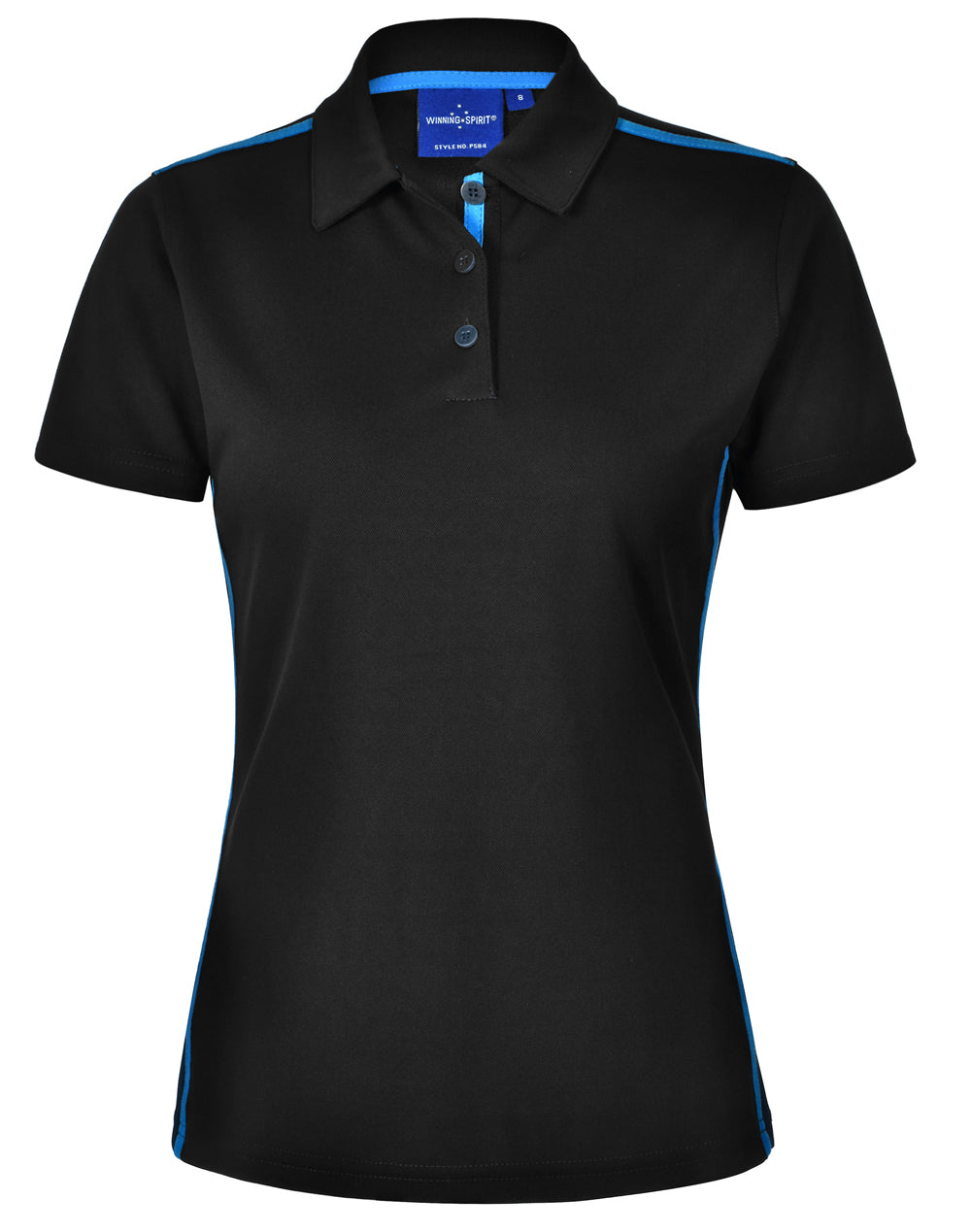 Staten Polo Shirt Ladies - Black/Cyan - Front